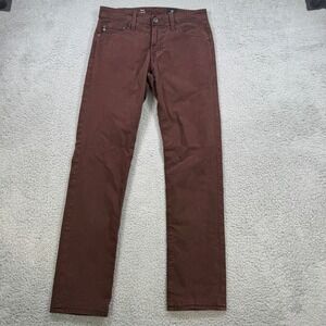 AG Adriano Goldschmied Tellis Modern Slim Brown Cotton Blend Pants Mens 29x30